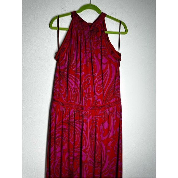 MICHAEL KORS Cynthia Paisley Halter Maxi Dress Radiant Pink Size 1X - Picture 6 of 16